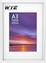 wyewye A3 Wood Picture Frame 44.5x32.2 cm with A3 Outer, Plexiglass, White
