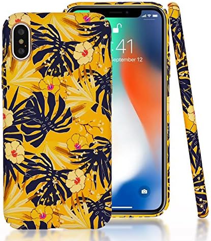 NEW!CLOUDS iPhone X Case Premium Luminous Cool Funny 3D Emboss Leaf Pattern Hard PC Protective Back Cover Case For Apple iPhone X with a Free Screen Protector