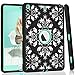 iPad 9.7 2018/2017 Case, iPad A1893/A1954 Case, Hocase Shockproof Dual Layer Hard Shell Rubber Bumper Protective Case with Flower Vine Pattern and Kickstand for iPad 5th/6th Generation - Black/Teal