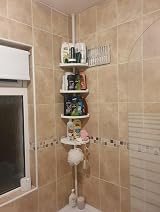 Grand Dicken Bathroom Space Saver Shelves Corner Shelf White Metal Pole 4 view 3