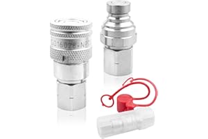 PNYZIK 1/4" NPT Flat Face Hydraulic Quick Connect Coupling/Coupler Set with Dust Cap Fits for LX-FF Series, ISO16028 Standard