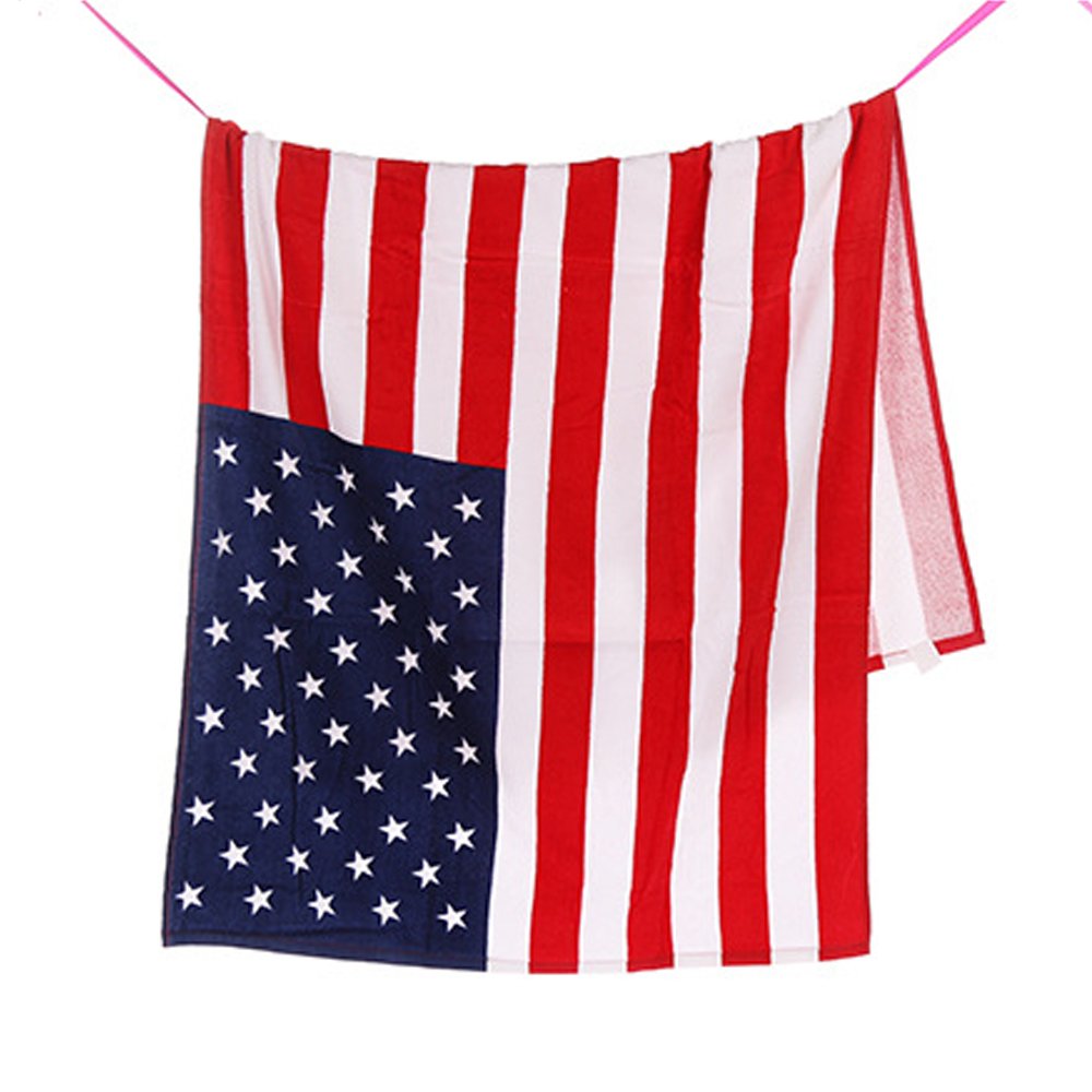 American Flag Beach Towel 100% Cotton Soft Bath Blanket 28x55inch