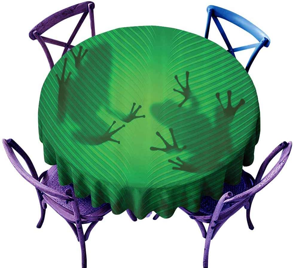 Wendell Joshua Animal Decor Fabric Tablecloth,Frog Shadow Silhouette on The Banana Tree Leaf in Tropical Lands Jungle Light Games Graphic Green,Great for Family & More D39 inch