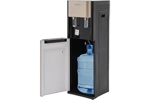 KWCWB Bottom Loading Water Cooler Dispenser for 5 Gallon Bottles - Hot & Cold Water, Stainless Steel 5 Gallon Water Dispenser with LED Light for Home, Offices, Hotels, Kitchens (Gold)