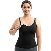 Momcozy Nursing Tank Tops for Breastfeeding, Seamless Nursing Cami with Built-in Bra, Adjustable Straps, Scalloped Design