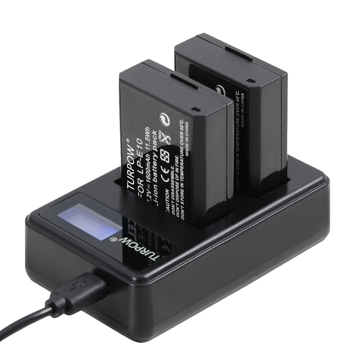 TURPOW 2X LP-E10 1600mAh Battery and LCD Charger Compatible with Canon EOS 1100D 1200D 1300D EOS Rebel T3 T5 T6Kiss X50 Kiss X70 Digital SLR Cameraโฆ