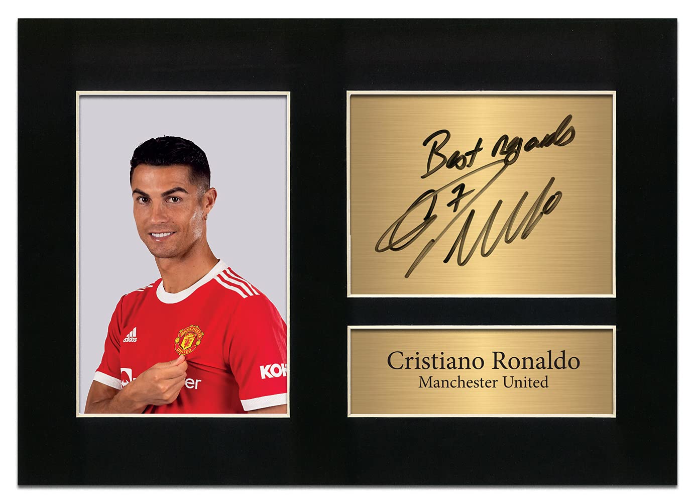 Zulu Image Cristiano Ronaldo Manchester United Signed A4 Printed Autograph Photo Reproduction Print Picture Display No46, Black