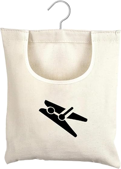 TSLBW Peg Bag Clothespin Storage Bag 30x25 cm White Canvas