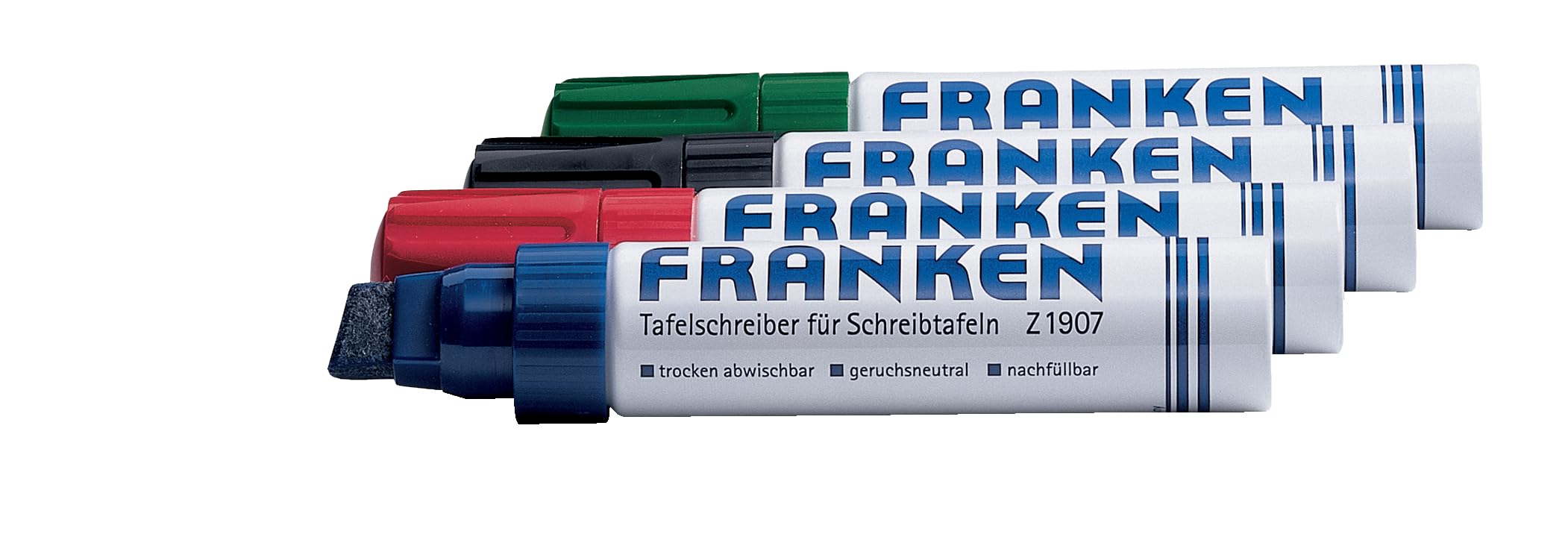 Franken Z1909 Board Markers Refillable Line Width 4 to 12 mm Pack of 4 Red/Green/Blue/Black