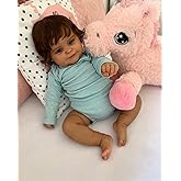 TERABITHIA 24 Inches Huge Real Baby Size Hand Rooted Hair Sweet Smile African American Realistic Newborn Toddler Girl Dolls Dark Brown Skin Lifelike Reborn Baby Doll That Look Real and Feel Real