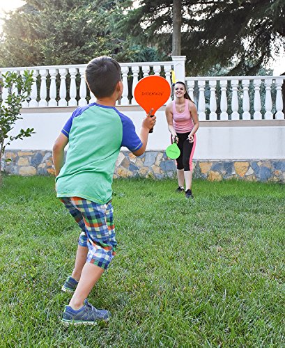 briteNway Paddle Ball Game Bundle With 2 Wooden Racket Paddles, 2 Balls, 4 Shuttlecocks & 1 Carrying Bag – Comfy Grip, Durable Craftsmanship – For Indoors & Outdoors, Beach, Backyard, Garden & More