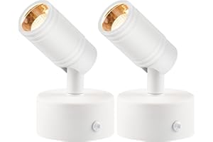 URTOM 2 Pack Spot Lights Indoor for Accent Lighting 3W LED Up Lights Indoor Spotlight 120V Plant Spotlight 3000K Uplighting Indoor Floor Spotlight for Plants Artwork, 5.9 FT Cord with Foot Switch