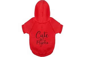 PAIAITE Playful Polycotton Dog Hoodie: Soft, Lightweight Puppy Vest for Small and Large Dogs, Showcasing The Expressive 'Cute but Psycho' Slogan Print Red XX-Large