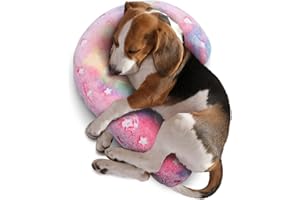Eosarcu Dog Calming Pillow, Glow in The Dark Dog Throw Pillow, Soft J-Shaped Pillow for Cat & Dog, Machine Washable Pet Calming Toy for Joint Relief Sleeping Improve-L