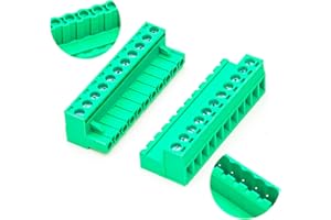 GENERIC Tcenofoxy 5.08mm Male & Female 2/3/4/5/6/7/8/9/10/11/12/13/14/15/16/18/20/24 Pin Phoenix Connector No Soldering Green PCB Screw Terminal Block Connector (1Set 5.08MF-11Pin)