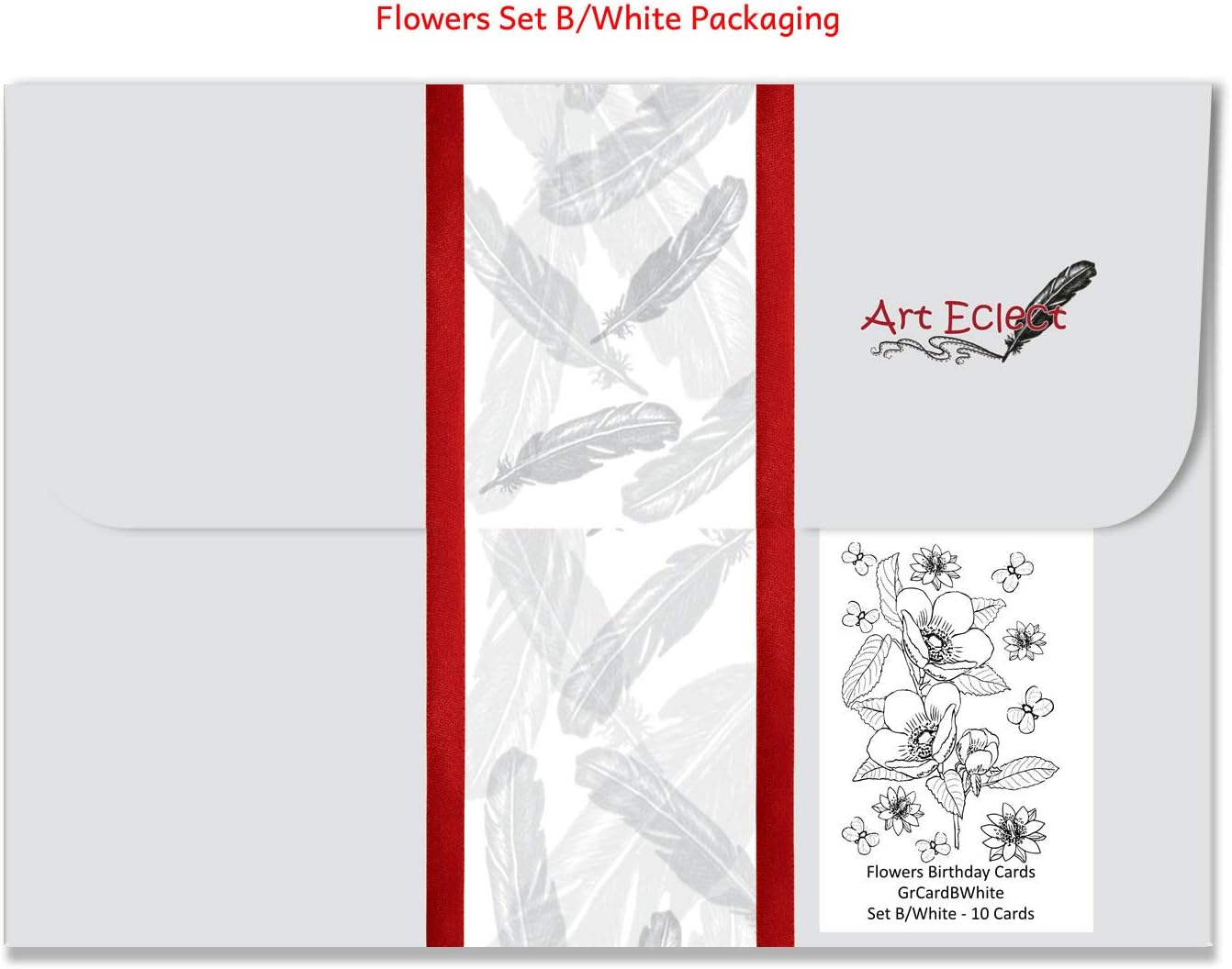 Art Eclect Floral Colouring Cards, Colour Your Own Cards for All Occasions 10 Designs with Envelopes, (Set Flowers B/White) - Image 4
