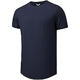 Idtswch Mens Tall T Shirts Lightweight Cotton Longline Short Sleeve T-Shirt Tee