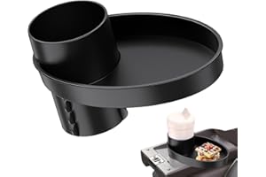 Doefo Car Seat Snack Tray, Portable Cup Holder Plate, Toddler Car Seat Cup Holder Food Tray with Expandable Base, Vehicle Desk Organizer for Snacks, for Most Car Seats