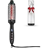 Infrared Bounce Brush, Heated Thermal Round Brush with Negative Ion Technology, 8 Heat Settings for Blowout Look with Hair Care Oil, Straightening & Curling, 1.5" Barrel for All Hair Types, Black