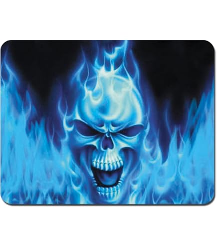 KOOLmouse Wireless Optical Mouse - Flaming Blue Goth Skull Design 2.4G