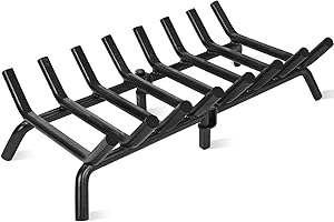 STBoo Fireplace Grate 24inch Heavy Duty - Fireplace Log Holder | Fire Place Grate Cast Iron | Wood Stove Wrought Rack | Firewood Log Fire Pit Tray for Indoor & Outdoor Kindling Tool Camping Cooking