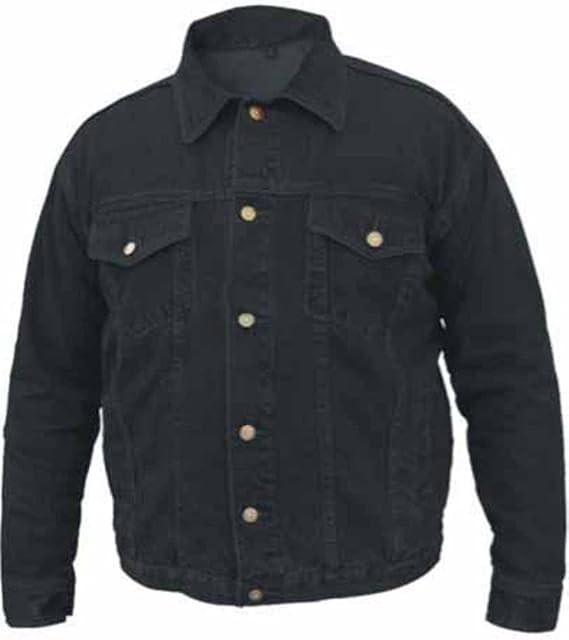 Allstate Leather Men's Black Denim Motorcycle Jacket 100 Cotton