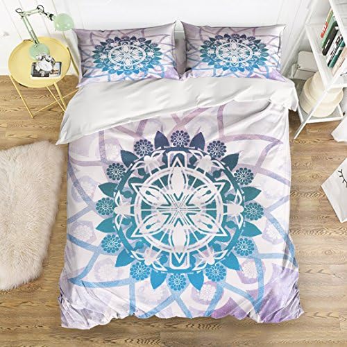 Soft Bedding Sets 4 Pieces Duvet Cover with 2 Pillow Shams - Mandala Geometrci Morrocan Polyester Hypoallergenic Bedspread
