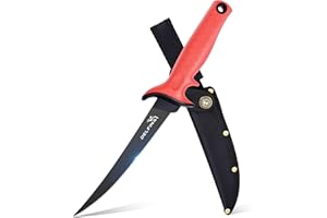 DELFINA 7 inch Fillet Knife For Fish W/Ergonomic Soft Handle & Sheath, Durable 1.4116 German Steel Fillet Fishing Knife Ideal for Filleting & Deboning