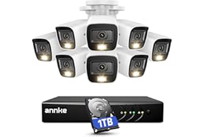 ANNKE Home Wired Camera Security System with Audio, 8CH 3K Lite H.265+ AI DVR with 1 TB Hard Drive and 8 X 1080P IP67 Weatherproof Cameras with Dual Light, Human/Vehicle Detection, Color Night Vision