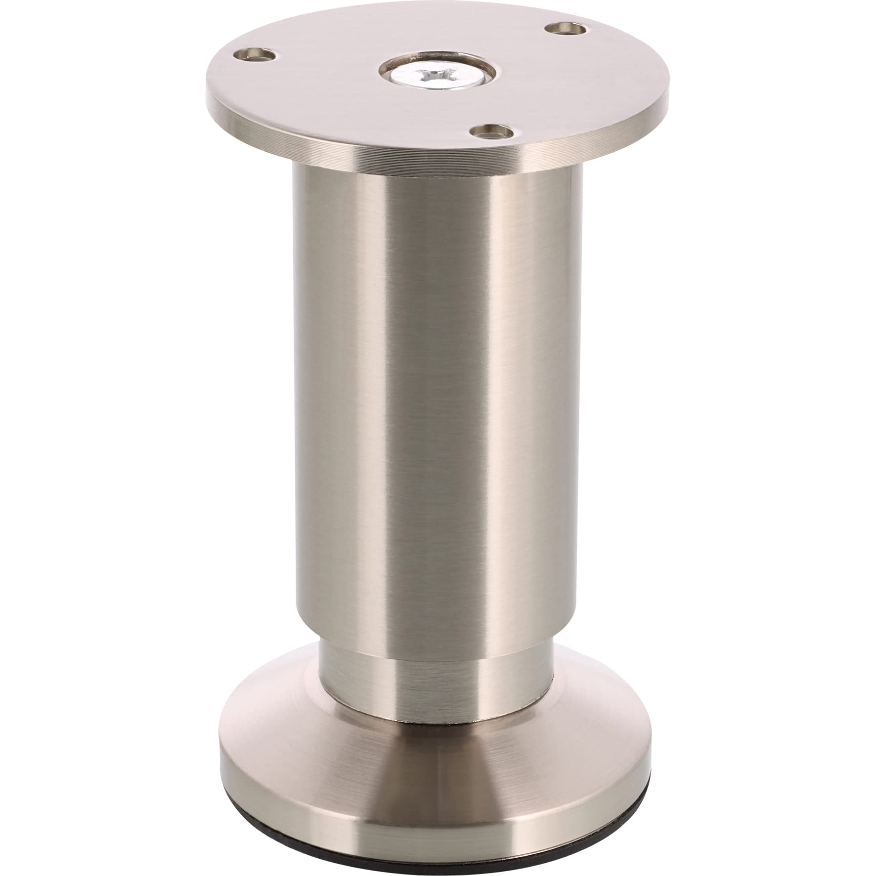 WAGNER furniture leg/furniture foot/adjustable foot - DESIGN - Ø 40/60 x 100-120 mm, adjustable, stainless steel look nickel matt, incl. screw-on plate diameter Ø 60 mm - 12037001