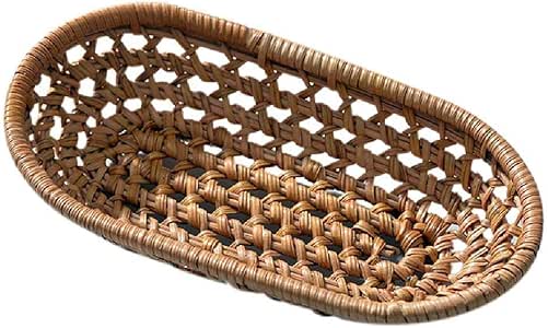 Cesta de mimbre natural para pan, bandeja, pan, café, mesa de café