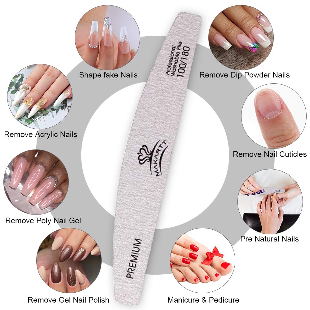 Makartt Zebra Nail Files 100 180 Grit for Poly Nail Extension Gel and Acrylic Nails Emery Boards Doubled Sides Washable 10 Nail File Manicure Tools : Beauty