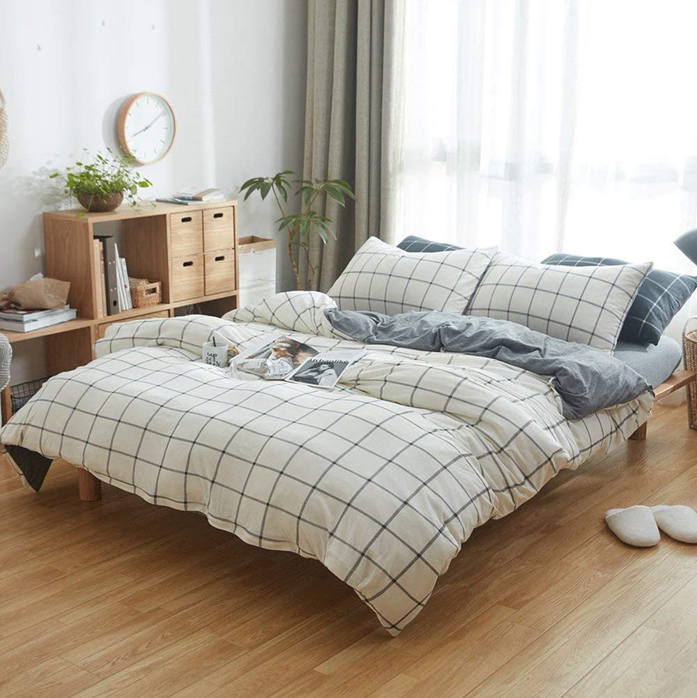 DOUH Jersey Cotton Duvet Cover Twin Size White Duvet Cover