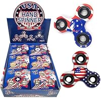 iGifts Inc. American Flag Fidget Spinner Sensory Patriotic USA Party Favor Novelty Toy (Pack of 24)