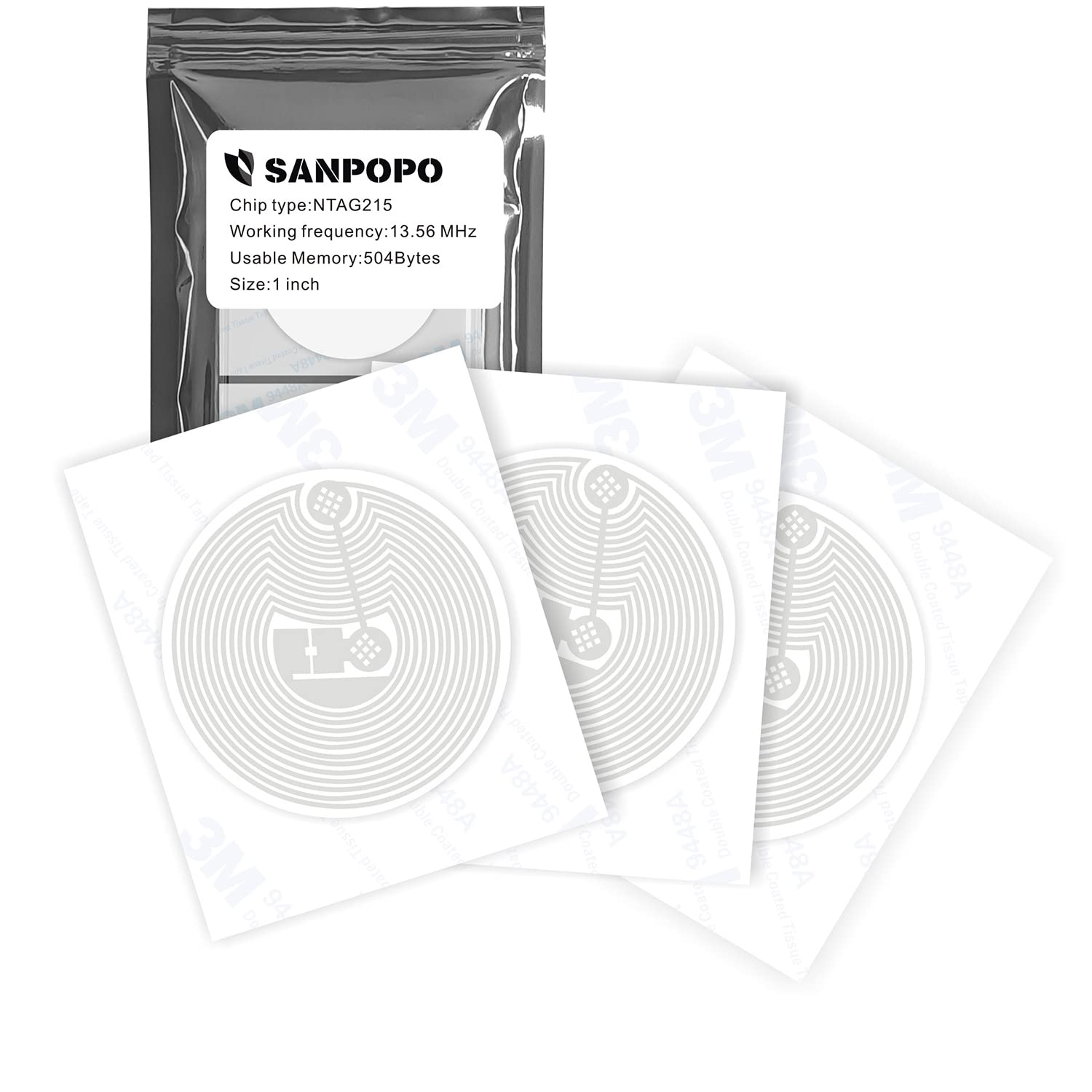 30 NFC Sticker Flexible and Anti-Metal Interference NTAG 215 NFC Tags On-Metal NFC Tag Stickers,Compatible with TagMo,Amiibo and All Other NFC Enabled Devices