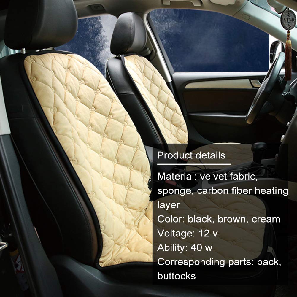 豪華 Woolala 加熱カーシートクッション 12v 車用ウォーマーパッド 65 C 一定温度加熱シートカバー 寒い冬の運転用 ブラック Wlhot003double Cream Double Seats Cream B07kfczhc6 即納特典付き Www Pocitosazufrados Com Co