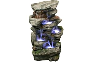 HARMONY FOUNTAINS Bear Creek Waterfall Fountain - Huge Towering Rock Outdoor Water Feature for Gardens & Patios. Hand-Crafted Weather Resistant Resin. LED Lights & Pump Included.