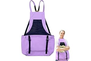 DCY BLUE Garden Apron with Quick Release Pockets,Canvas Harvest Apron,Cross Strap Design,Waterproof,Excellent Gardening Gifts