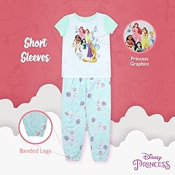 Disney Girls' 3-Piece Loose-fit Pajama Set, Soft