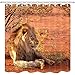 NYMB African Wild Animal Lion Shower Curtain, Safari Animals Lion Lying in Wood BranchesBath Curtain, Polyester Fabric Shower Curtains for Bathroom, 69X70in, Hooks Included (Multi6)