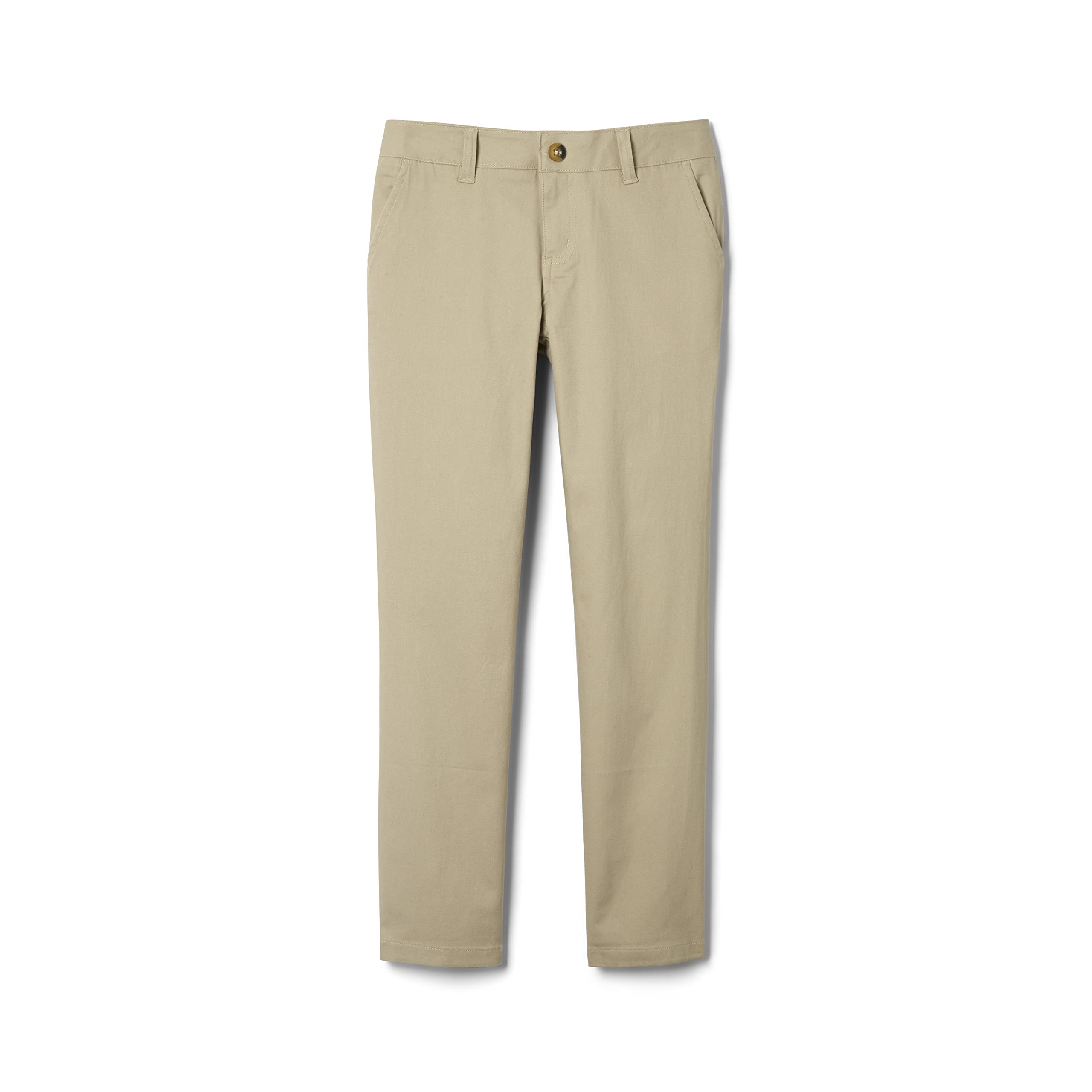 Photo 1 of French Toast girls Adjustable Waist Stretch Twill Straight Leg (Standard & Plus) Pants, Khaki, 12 Plus