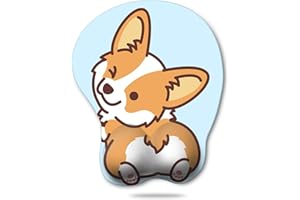 HAOCOO Ergonomic Mouse Pad with Wrist Support,Non-Slip Backing Corgi Anime Cute Gel Mouse Pad Wrist Rest, Easy-Typing and Pain Relief for Gaming Office Computer Laptop(Blue Cute Corgi)