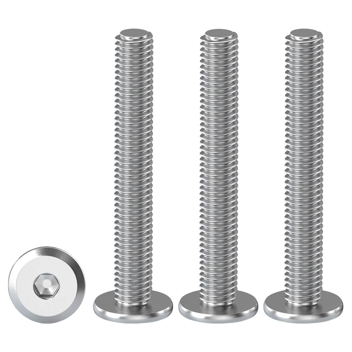 Drenky M4 Furniture Bolts, Flat Head Furniture Screw M4 X 40mm Flat Hex Bolt 304 Stainless Steel Allen Bolt Fully Thread Machine Screws 20 Pack Joint Connector Bolts