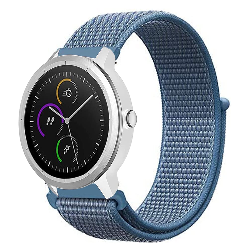 Niboow 20mm Strap for Garmin Vivoactive 6/Vivoactive 5/Vivoactive 3 music/Forerunner 165 Music, Nylon Soft Watch Band for Garmin Venu Sq 2/Venu 2 Plus/Sq 2 Music/Venu Sq/Venu Sq Music - Blue