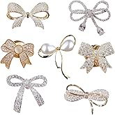 Crystal Rhinestone Butterfly brooch Pins Vintage Ribbon Bowknot Pearl Lapel Pins for Woman Girls