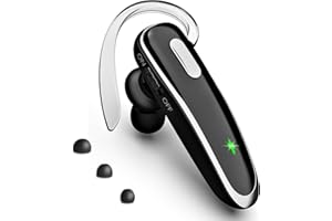 Jinreoo Bluetooth Headset, V5.1 Ultralight Wireless Handsfree Earpiece Cell Phone with Noise Cancellation Microphone for iOS Android Trucker Driver