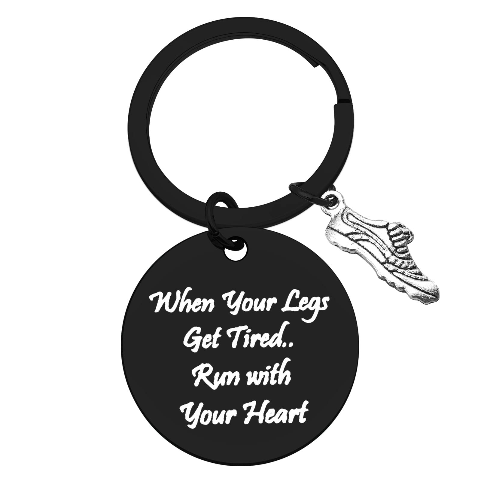 Ximalun Runner Gifts Keyring Fitness Gym Gift When Your Legs Get Tired Run with Your Heart Keyring Trainer Gift Get Fit Running Inspirational Gifts for Women Men Girls Boys