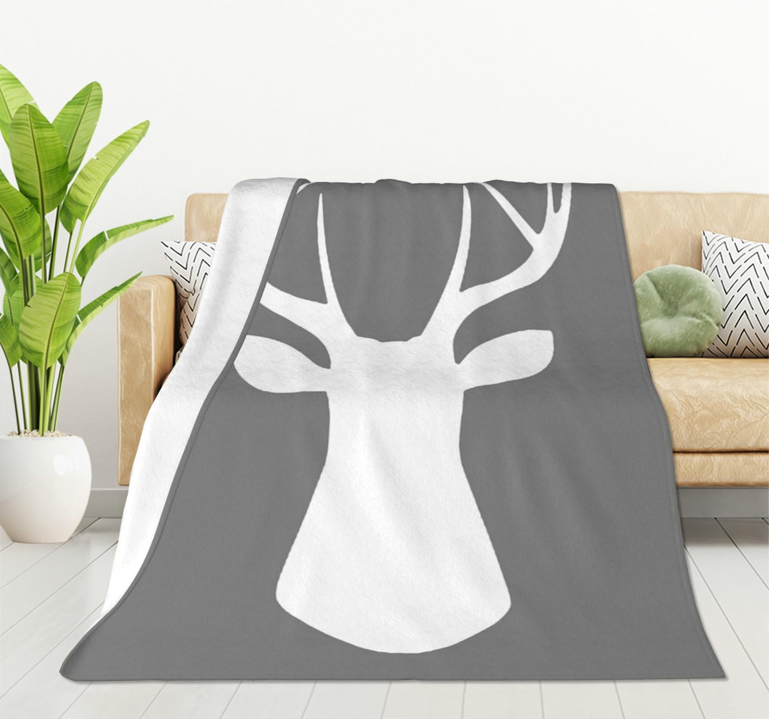 HGOD DESIGNS Deer Throw Blanket Woodland Deer Head Soft Blankets and Throws 100x130cm Caring for Women Men