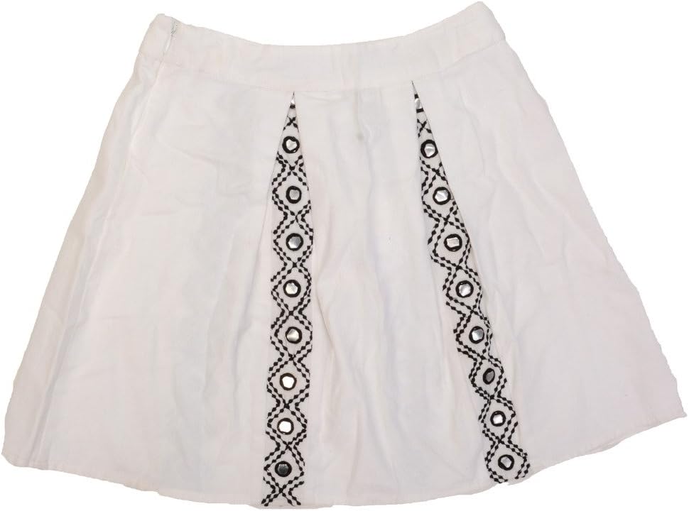 Tvisha Girls Luxurious Metallic Embellished A-Line Skirt - (White)