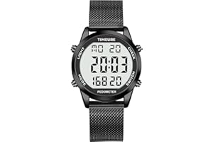 Men's Pedometer Watch with Stainless Steel Bracelet,Step Counter Watch No App, No Charging Needed for Ourdoor Walking, Calori